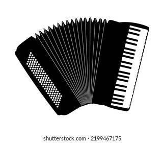 Accordion Silhouette, squeezebox, Bandoneon box-shaped musical instrument Vector