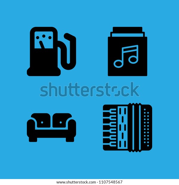 Accordion Sofa Music Album Gas Station Stock Vector Royalty