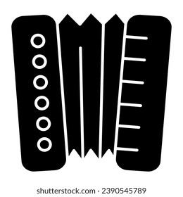 Accordion solid icon. Harmonica vector illustration isolated on white. Musical instrument glyph style design, designed for web and app. Eps 10