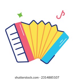 Accordion sticker designed in a flat style 