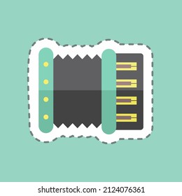 Accordion Sticker in trendy line cut isolated on blue background