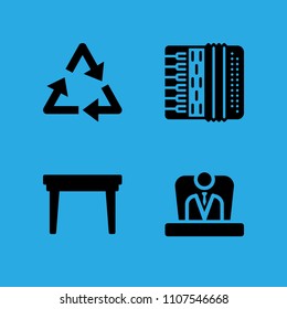 accordion, table, boss and recycling icons vector in sample icon set for web and graphic design