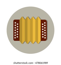 Accordion Traditional Beer Oktoberfest Festival Holiday Icon Flat Vector Illustration