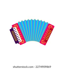 Accordion traditional colombian musical instrument, Barranquilla carnival holiday object. Vector vellanato festival music tool