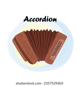 Accordion. Traditional Slavic, Ukrainian musical instrument. Vector illustration