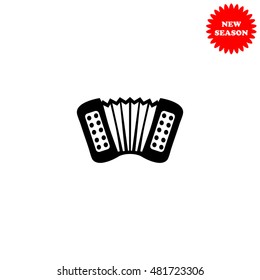 Accordion vector icon isolated on white background.