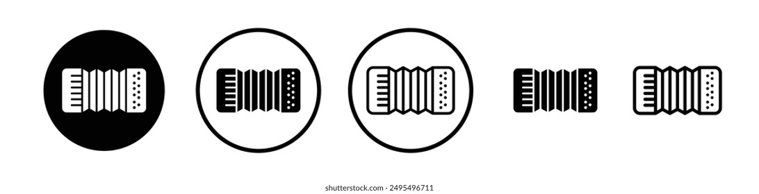 Accordion vector icon set in black and white color.