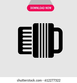 Accordion Vector Icon, The symbol of musical instrument. Simple, modern flat vector illustration for mobile app, website or desktop app 