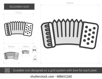 Accordion vector line icon isolated on white background. Accordion line icon for infographic, website or app. Scalable icon designed on a grid system.