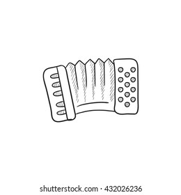 Accordion vector sketch icon isolated on background. Hand drawn Accordion icon. Accordion sketch icon for infographic, website or app.