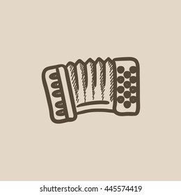 Accordion vector sketch icon isolated on background. Hand drawn Accordion icon. Accordion sketch icon for infographic, website or app.
