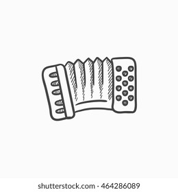 Accordion vector sketch icon isolated on background. Hand drawn Accordion icon. Accordion sketch icon for infographic, website or app.