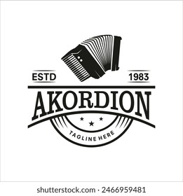 Akkordeon Vintage Logo Vektorgrafik Vorlage Illustration Design