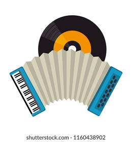 accordion with vinyl tropical music