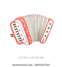 Accordion in watercolor style. Vector Illustration