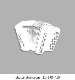 Accordion. White vector icon with shadow on gray background.