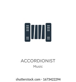 Accordionist icon vector. Trendy flat accordionist icon from music collection isolated on white background. Vector illustration can be used for web and mobile graphic design, logo, eps10