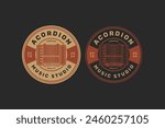 accordions music instrument badge logo vector for music festival, studio and entertainment