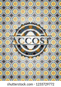 Accost arabic emblem background. Arabesque decoration.