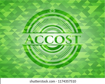 Accost green emblem with mosaic background