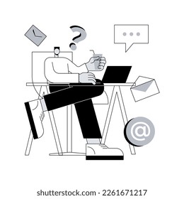 Account administrator abstract concept vector illustration. Software account administration, online administrator job, query processing, platform management, stream manager abstract metaphor.