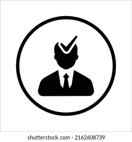 Account, approve, verify icon. Black vector illustration.