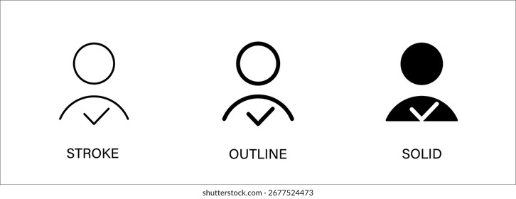 Icono de autenticación de Cuenta para diseño de interfaz de usuario, App, usuario. Iconos de trazo de Vector, contorno y sólidos. Archivo Eps10.