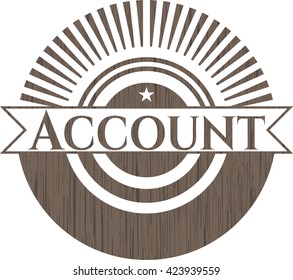 Account badge with wood background