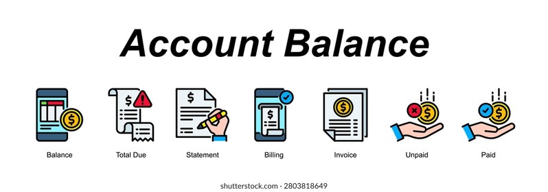 Account Balance banner web icon vector illustration concept with an icon of Balance, Total Due, Statement, Billing, Invoice, Unpaid, Paid