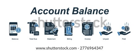 Account Balance banner web icon vector illustration concept with an icon of Balance, Total Due, Statement, Billing, Invoice, Unpaid, Paid