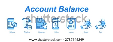 Account Balance banner web icon vector illustration concept with an icon of Balance, Total Due, Statement, Billing, Invoice, Unpaid, Paid