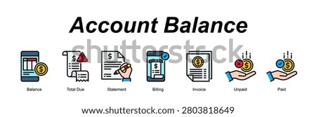 Account Balance banner web icon vector illustration concept with an icon of Balance, Total Due, Statement, Billing, Invoice, Unpaid, Paid