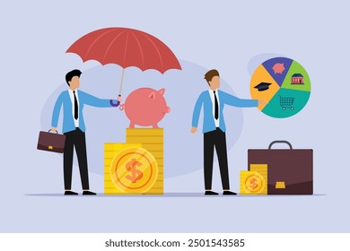 Account banking savings service 2d flat vector illustration