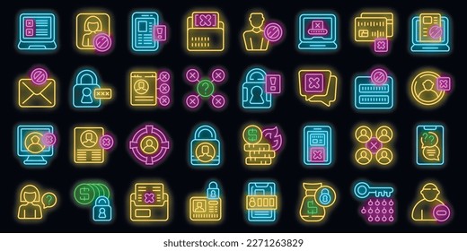 Los iconos de bloqueo de cuentas establecen el vector de contorno. Eliminar prohibición. Color del neón del atm en negro