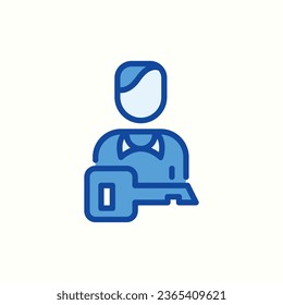 Account-blaues Symbol, einzeln auf hellem Hintergrund, ideal für Website, Blog, Logo, Grafikdesign, soziale Medien, Benutzeroberfläche, mobile App
