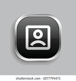 account box line icon design. Glossy Button style rounded rectangle isolated on gray background. Vector illustration