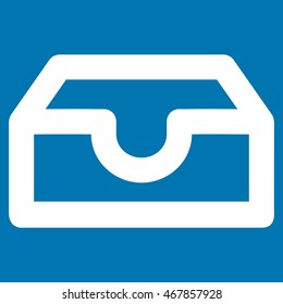 Account Box vector icon. Style is outline flat icon symbol, white color, blue background.