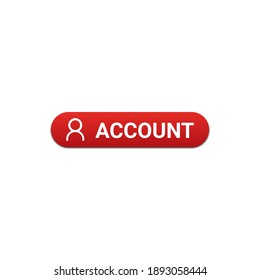 Account button with red color on white background for website and UI material