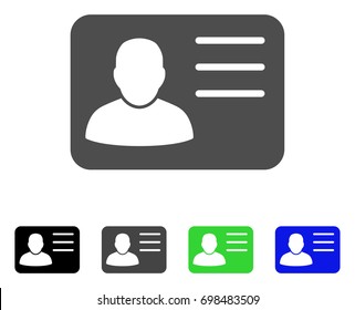 Account Card flat vector pictogram. Colored account card, gray, black, blue, green pictogram variants. Flat icon style for application design.