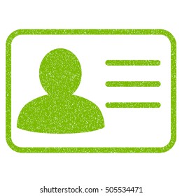 Account Card grainy textured icon for overlay watermark stamps. Flat symbol with dust texture. Dotted vector eco green ink rubber seal stamp with grunge design on a white background.