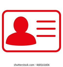 Account Card icon. Vector style is flat iconic symbol with rounded angles, red color, white background.