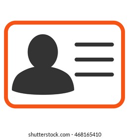 Account Card icon. Vector style is bicolor flat iconic symbol with rounded angles, orange and gray colors, white background.