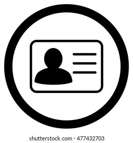 Account Card rounded icon. Vector illustration style is flat iconic symbol, black color, white background.
