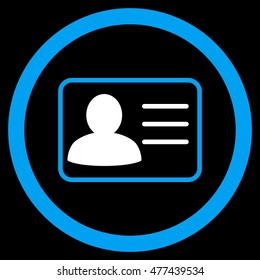 Account Card rounded icon. Vector illustration style is flat iconic bicolor symbol, blue and white colors, black background.
