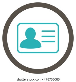 Account Card vector bicolor rounded icon. Image style is a flat icon symbol inside a circle, grey and cyan colors, white background.