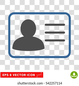 Account Card vector icon. Image style is a flat cobalt and gray icon symbol.