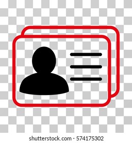 Account Cards icon. Vector illustration style is flat iconic bicolor symbol, intensive red and black colors, transparent background. Designed for web and software interfaces.
