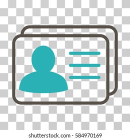 Account Cards icon. Vector illustration style is flat iconic bicolor symbol, grey and cyan colors, transparent background. Designed for web and software interfaces.