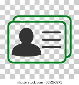 Account Cards icon. Vector illustration style is flat iconic bicolor symbol, green and gray colors, transparent background. Designed for web and software interfaces.