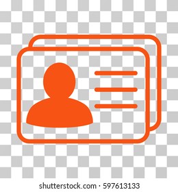 Account Cards icon. Vector illustration style is flat iconic symbol, orange color, transparent background. Designed for web and software interfaces.